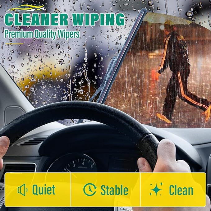 26" 22" 16" Windshield Wiper Blades Replacement for Honda Odyssey 2005-2023 Premium All Weather Front Rear Wipers Set - OEM Quality (Pack of 3)