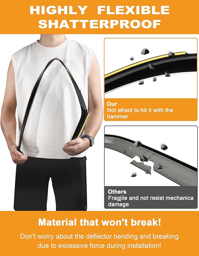in-Channel Window Rain Guards Fit for Truck Nissan Frontier 2022-2025 Crew Cab Extra Durable Window Deflectors Vent Visors Shades Car Accessories Visors Rain Guards
