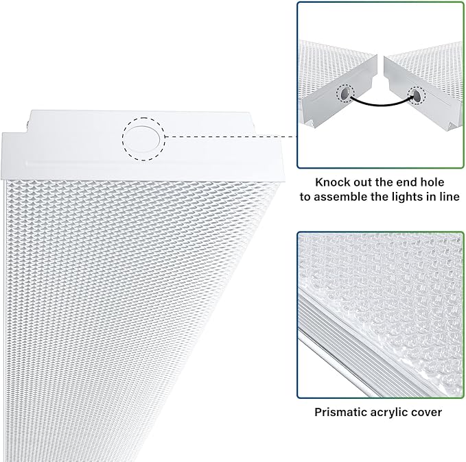 ANTLUX 4FT LED Wraparound 40W Shop Lights for Garage, 4400lm, 4000K, 4 Foot Crystal LED Wrap Light, 48 Inch Integrated Linear Strip Flush Mount Office Workshop Ceiling Lighting Fixture, 4 Pack