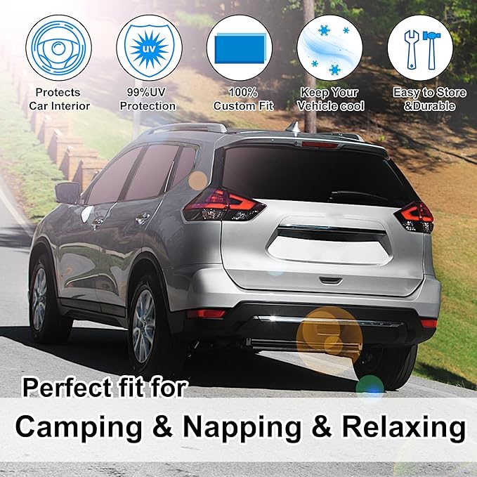 TINGLU Window Shades for Nissan Rogue 2014-2020(NOT for Rogue Sport & 2021 Rogue 3rd Gen. T33) Accessories Full Windows Rear Triangular Windshield Sun Shade Sun UV Rays Privacy Protection 8PCS