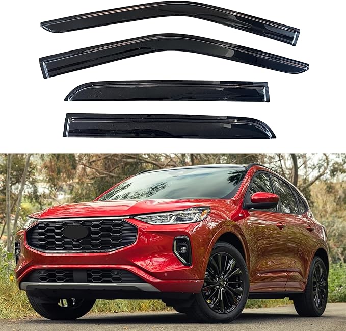KPY Window Visor Compatible with Ford Escape 2020-2025, 4PC Rain Guard Side Window Vent Deflectors Tape-On Mugen Style, 2020 2021 2022 2023 2024 2025