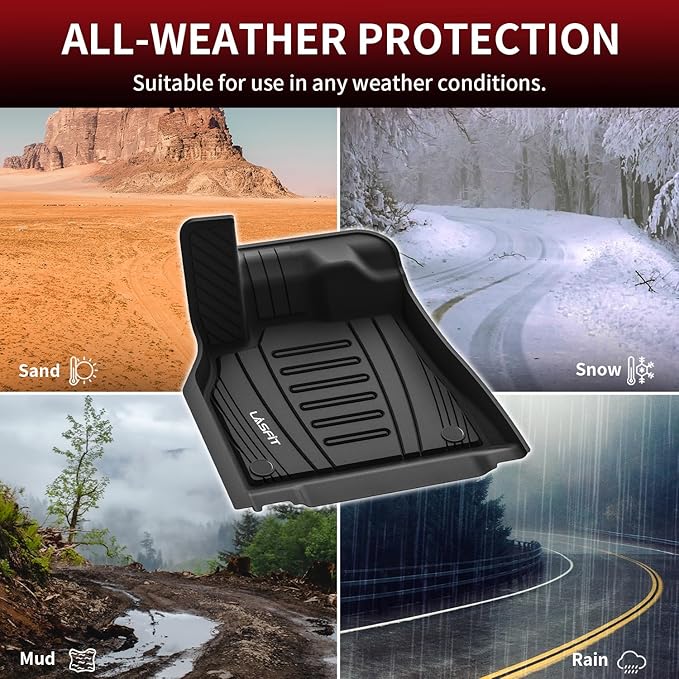 LASFIT Floor Mats Custom Fit for Audi Q5 SQ5 2018-2025(Include Q5/SQ5 Sportback 2021-2025), All-Weather Protection TPE 1st & 2nd Row Car Liners for Audi Accsessories, Odor-Less Easy to Clean, Black