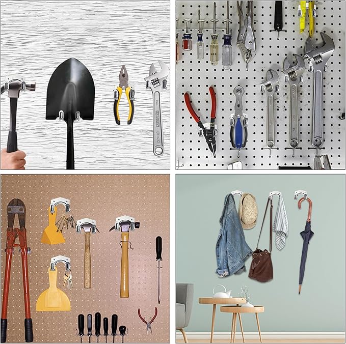15 Pack Tool Hanger Hooks, Wall Mount Garage Garage Shed Hooks Heavy Duty for Hanging Ladder & Ropes