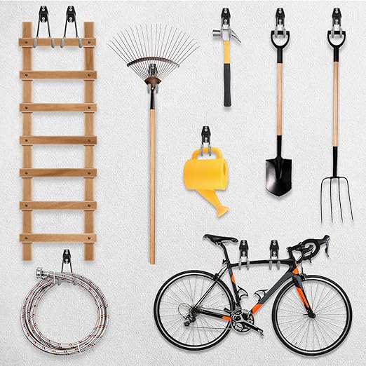 3-H Heavy Duty Garage Hooks [8 Pack] - 3-Round Welding Tech Holds 22lbs More - Thickened Steel Wall Mount for Ladders, Tools & Storage - Rustproof Utility Hardware