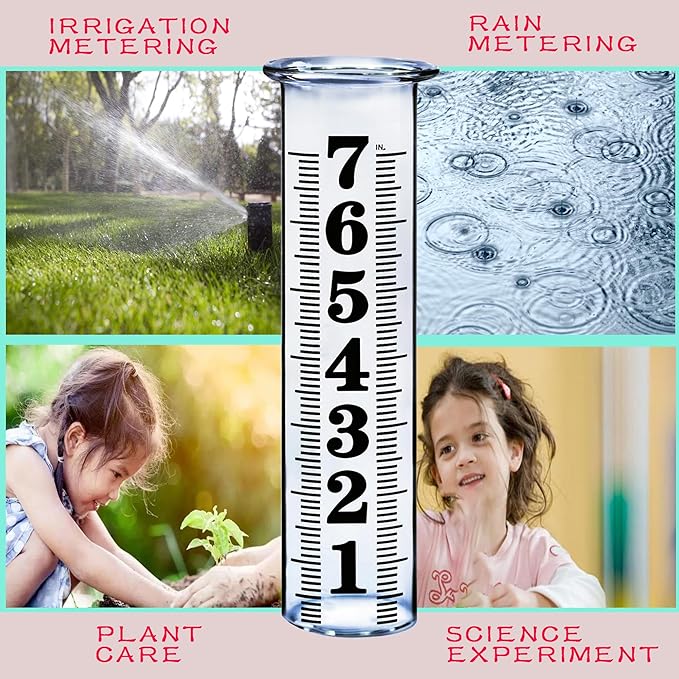 7 Inch Plastic Rain Gauge Replacement Tube, Upgrade Freeze Proof Outdoor Rain Gauges Replacement Plastic Tube for Garden Yard Lawn, Crack Resistance Tube Best Rated, 2 pcs Tubes with 1 Clean Brush