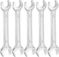 HARFINGTON 5pcs Double Open End Wrench 12mm x 14mm Metric 15 Degree Offset Angle Small Flat Head Wrench Galvanizing Open Ended Spanner for Automotive Repair Furniture Assembly