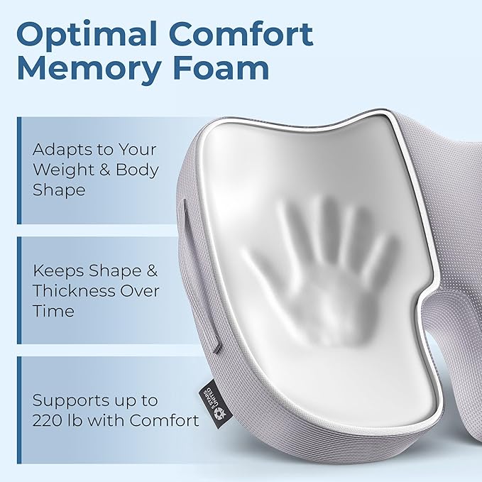 5 STARS UNITED Seat Cushion for Tailbone Pain Relief – Memory Foam Lifting Pillow for Coccyx, Hip, Hemorrhoid, Sciatica & Post-Surgery Recovery – Wheelchair, Car, Desk, Gaming & Office Chairs, L Gray