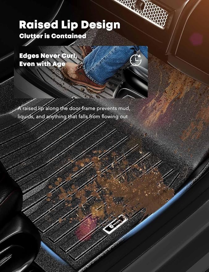 YHTAUTO Floor Mats Fit for Honda Civic 2025-2022, Acura Integra 2025-2023 (Rear Seats with or Wthout USB Ports), All Weather Car Floor Liners TPE Custom Fit Odorless Non-Slip