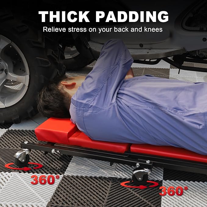 Torin 36" Rolling Foldable Car Creeper Automotive Creeper, 2-in-1 Garage Shop Creeper for Auto Repair, 300 Lbs Capacity, Red,TAM6505RB