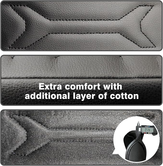 Muslogy for 2024 2025 Atlas & Cross Sport Center Console Pad Armrest Cover Protector Vegan Leather Extra Soft Armrest Box Lid Pad Compatible with Volkswagen Atlas/Cross Sport Accessories (V2_Black)