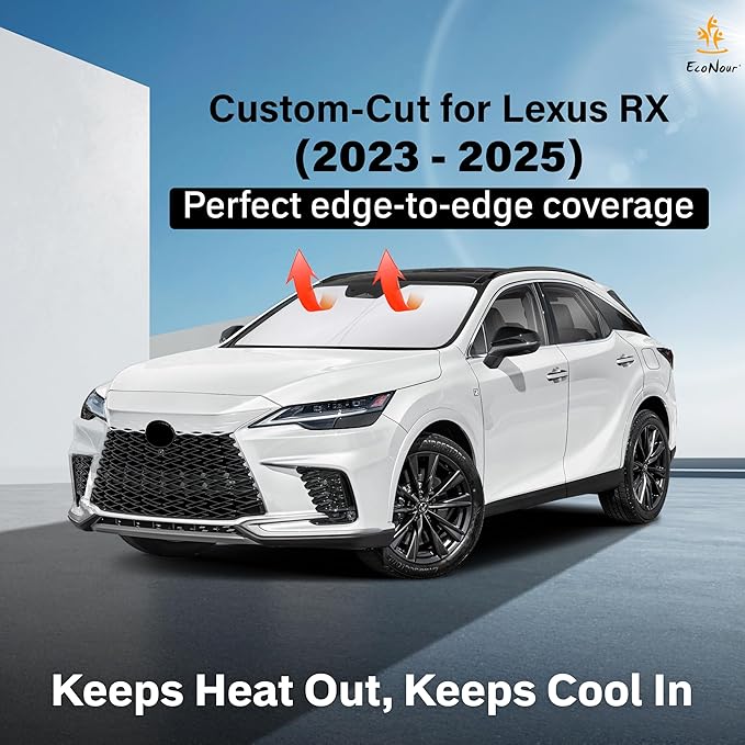 Econour Windshield Sun Shade for 2023-2025 Lexus RX 350 450h Accessories Sunshade Window Sun Visor Protector Foldable Blocks UV Rays Keep Your Car Cooler