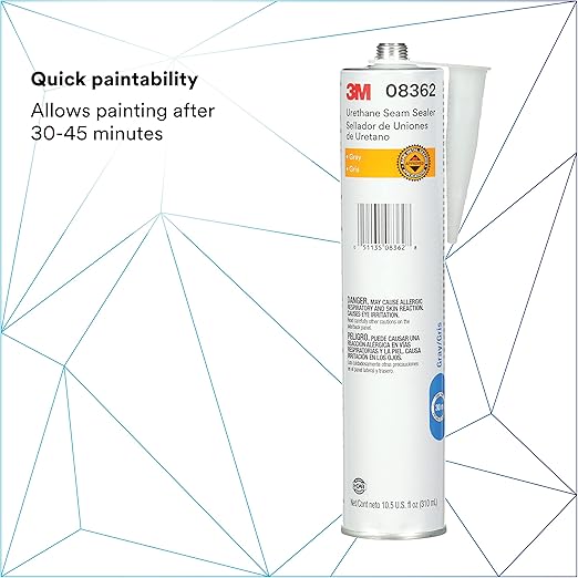 3M Urethane Seam Sealer, 08362, Gray Color, High Solids, Permanently Flexible, 310 mL/10.5 fl oz Cartridge
