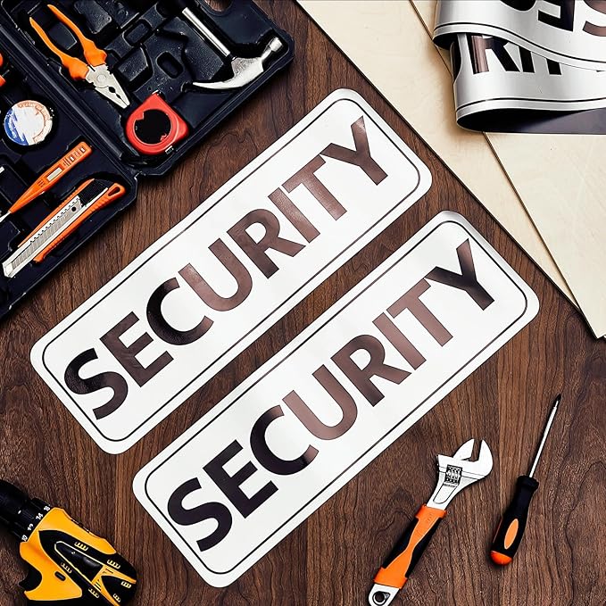 2 Pcs Security Officers Magnetic Signs Heavy Duty Reflective Security Sign Magnet Waterproof Magnetic Decals for Vehicles Cars Truck Rover Patrol 18 x 6 Inch White with Black Border