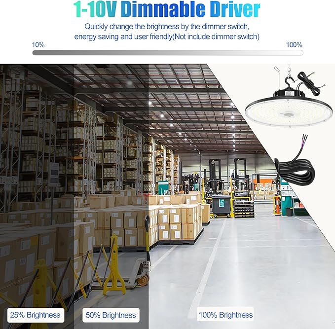 UFO LED Low Bay Light 4000K 80W 100W 150W 21,000Lumen 3000K Highbay UFO Lights for Workshop Garage Warehouse Lighting Fixture DLC UL Listed AC100-277V Input, 5000K High Bay LED Shop Lights Diammable