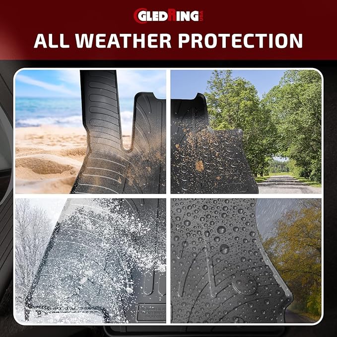 Gledring USA Custom Fit Floor Mats Intended for Toyota Tundra CrewMax 2012-2021 - No Trimming Needed. All Weather Rubber mats for Year Round Protection from mud and Snow.