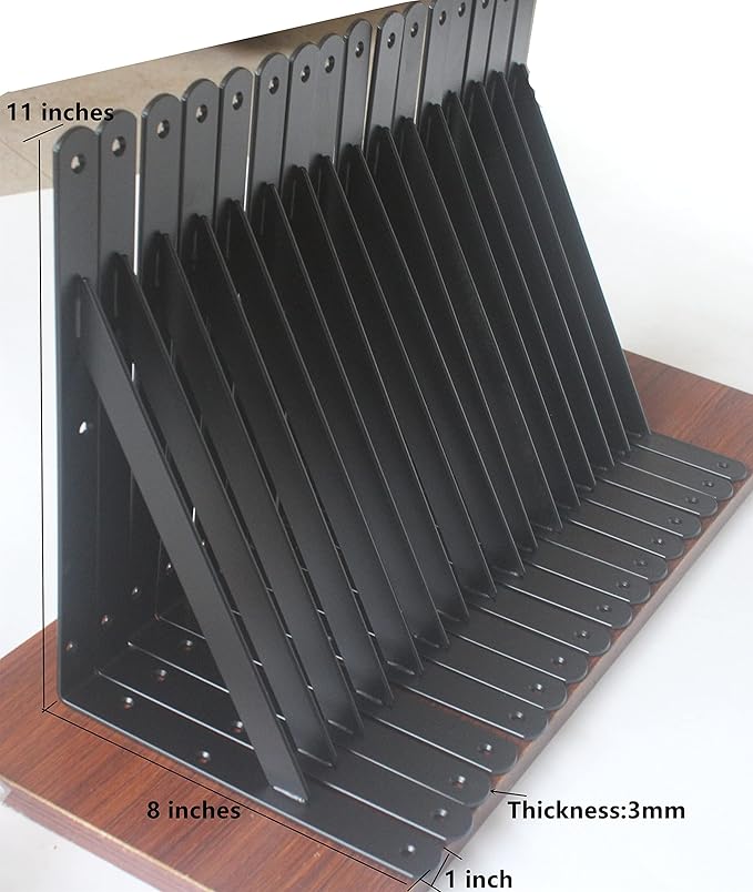32 Pack L11 x H 8" Black Heavy Duty Shelf Brackets with Screws Metal Shelf Brackets Shelf Support Angle Brackets for Shelves L Brackets Heavy Duty Floating Shelf