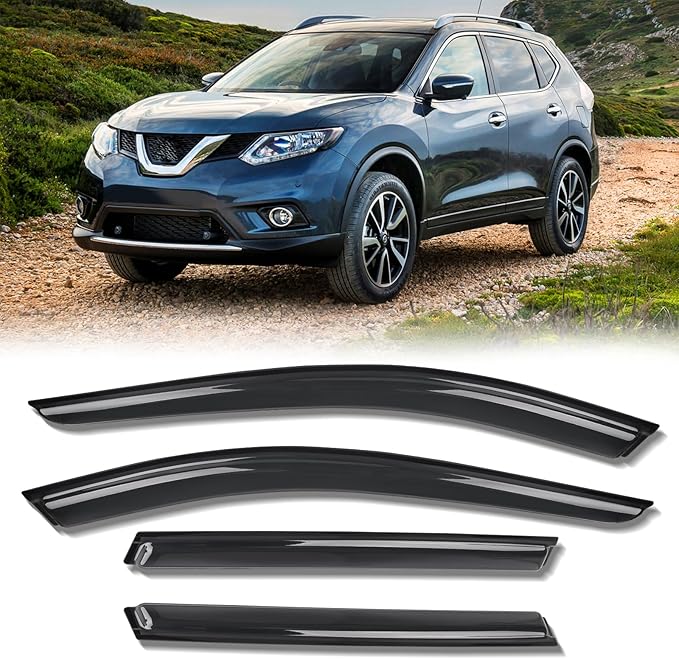 Rain Guards for Car Windows, Tape-On Window Visors Rain Guards Fit for 2014-2020 Nissan Rogue, Window Deflectors, Vent Visors for Nissan Car Accessories, 4 Pieces