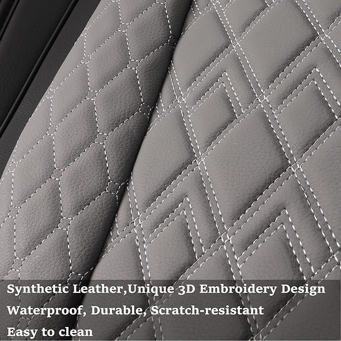 JOJOBAY Car Seat Covers for Dodge Ram 2 Pcs Front,Fit Ram 2009-2025 1500/2500/3500 Pick-up Truck,Crew,Regular,Quad,Mega Cab,Waterproof Leather Seat Covers Protectors（2 PCS Front,Black-Grey）