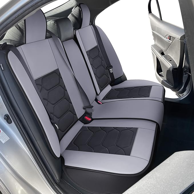 OASIS AUTO Custom Fit Seat Covers for 2012-2025 Toyota Camry, Waterproof Faux Leather Seat Protector Cushion Camry Car Accessories (Full Set, Gray)