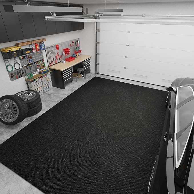 Ottomanson 6'6" x 9' Mud Mat Area Rug Scraper Carpet - Non-Slip, Dirt Trapping for Indoor & Outdoor Use - Ideal for Entryway, Garage, Kitchen, Patio & High-Traffic Areas, Black