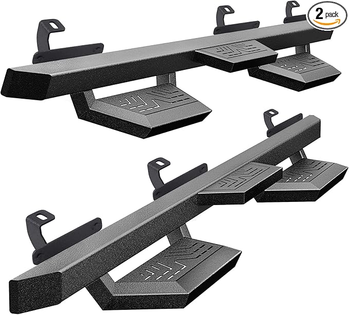 Running Boards Compatible with 2018-2025 Jeep Wrangler JL 4 Doors, Carbon Steel Coated Black Side Steps Nerf Bars