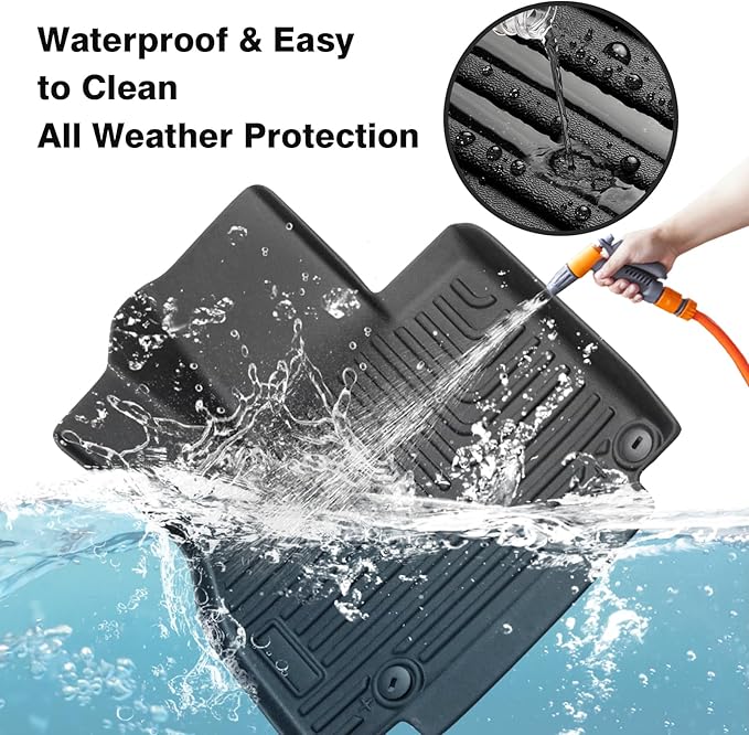 Powerty Floor Mats for 2020-2025 2026 Kia Telluride 7 Seats Accessories All Weather Floor Liner 3D TPE Floor Mat Heavy-Duty Floor Liners