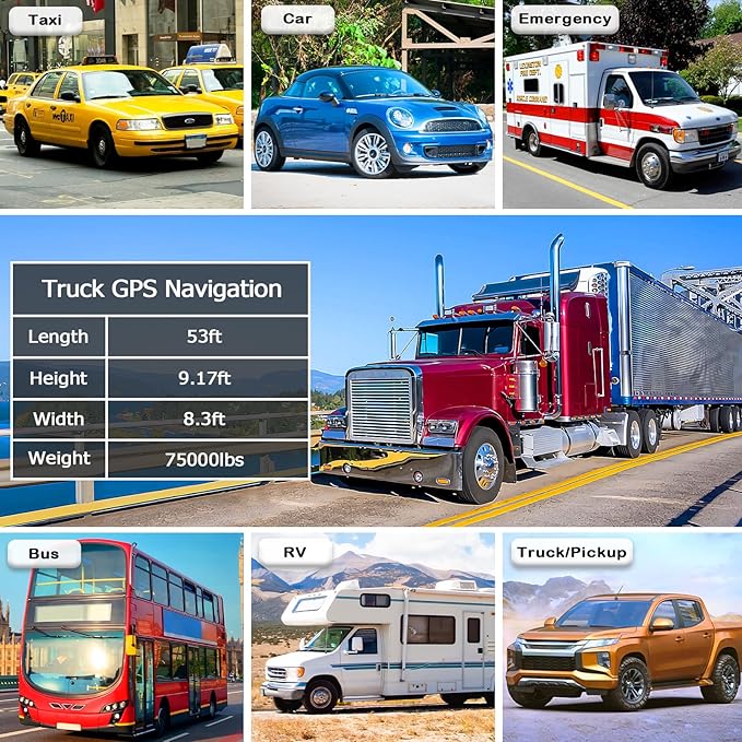 GPS Navigator for Car, Truck GPS Commercial Drivers 2025, Trucker GPS of Semi Turck, Lifetime Free Maps Updates, with 7 inch Touch Screen, Spoken Driver Alerts