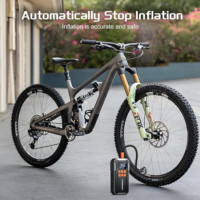 Tire Inflator Portable Air Compressor, 160PSI 10000mAH, 3X Faster Cordless Air Pump with Digital Gauge for Car, Bike, Motorcycle, Ball With Auto Shut-Off & 3 LED Light