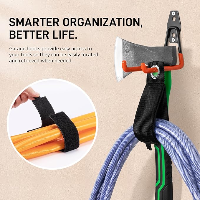 32 Pack Garage Hooks with Anti-Slip Coating Heavy Duty Wall Mount Hooks for Garage Storage and Hanging Hoses Bike Garden Tools Ropes etc