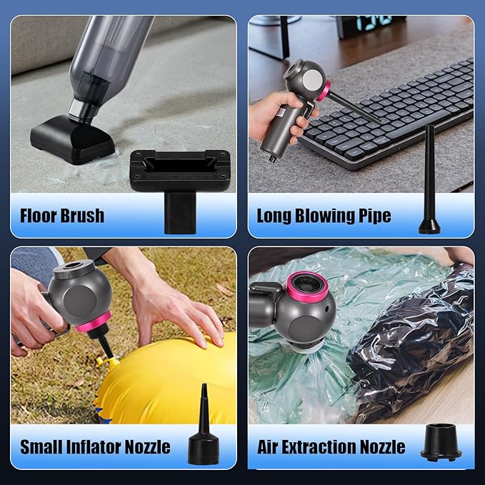 Car Vacuum Portable Handheld Cordless Vacuums, 20000PA Suction, 6000mAh Blower, Window Breaker, Seatbelt Cutter for Car, Home & Office Cleaning