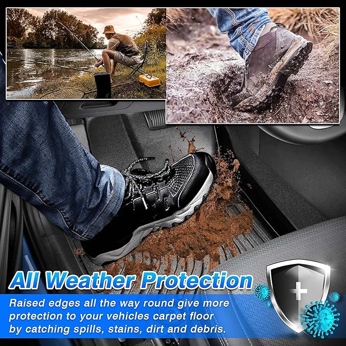 Cartist Floor Mats Fits for Ford Ranger 2019 2020 2021 2022 2023 Accessories All Weather Floor Mat for Ranger Super Crew Floor Liner Heavy Duty Black