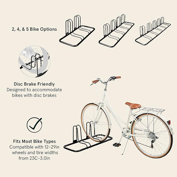 Retrospec Stash Rack 2, 4 & 5 Bike Floor Stand Bicycle Storage Organizer for Mountain Bike, Road Bike, Weather Resistant Fine Powder Steel Coating Fits Wheels up to 3"