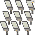 340W LED Parking lot Light Commercial Area Oudoor Lighting Street Light with Dusk to Dawn Photocell 61200Lm(180LM/W) 6000K IP65 Waterproof 100-277V for Driverway, Parking Lot 9 Pack