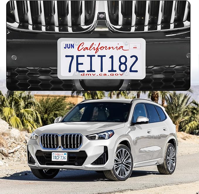 LivTee 4 Holes Stainless Steel License Plate Frames, 2 PCS Car Licence Plate Covers, Automotive Exterior Accessories Slim Design with Bolts Washer Caps for US Vehicles, White