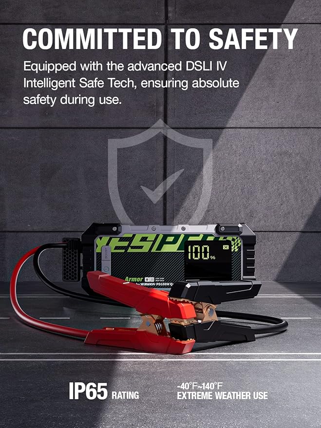YESPER Car Jump Starter, 3000A Peak Portable Jump Starter with Pre-Heat Tech(-40°F~140°F) 12V Car Charger Jump Starter(10.0L Gas/8.0L Diesel, 60 Times) Jumper Box with PD100W