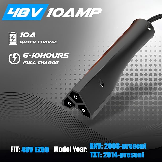 10 Amp 48 Volt Golf Cart Battery Charger for EZGO RXV&TXT,with Trickle Charge,Replace ezgo Charger 48 Volt