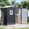 6x4 FT Outdoor Metal Storage Shed, Single Door, 1 Clear Window, Tool Shed for Garden, Patio, Backyard Brown
