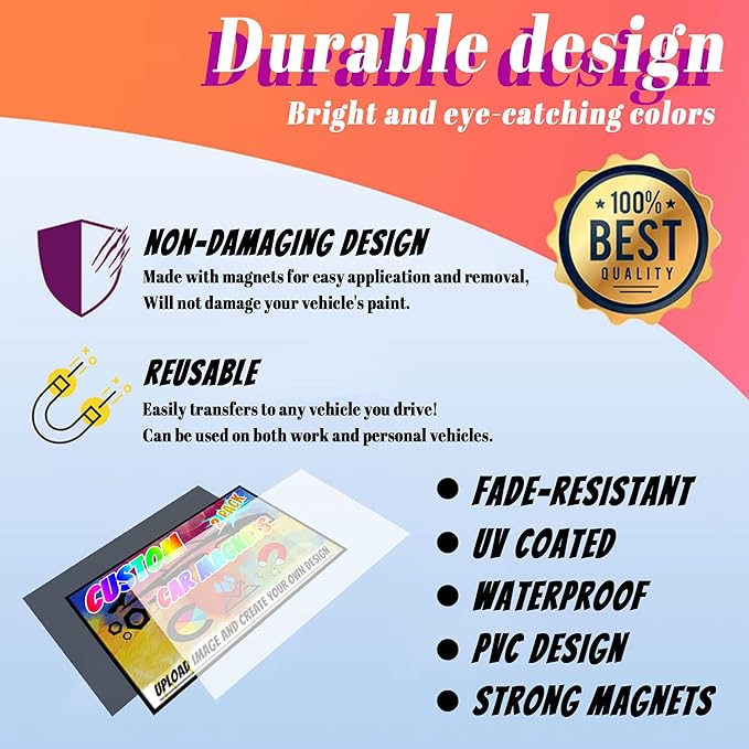 Custom Magnet Car Stickers, Personalised car Magnetic Signs for Business, Car Magnet with Text/Logo/Image,No Melting No Blow Off Easy to Move