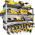 YYR Large Power Tool Organizer Wall Mount, Heavy Duty Metal Cordless Drill Storage Rack with Battery Charging Station Shelf, Utility Racks for Garage Organization, 4 Layer 10 Drills Holder Extra Tall