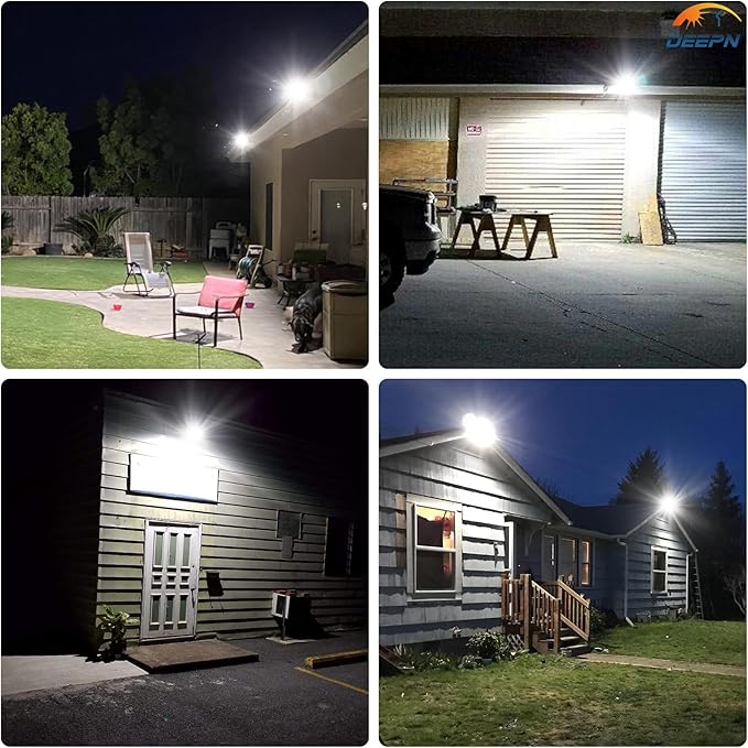 Solar Street Lights Outdoor for Outside, IP66 Waterproof Street Lights Outdoor, 6500K Dusk to Dawn Solar Security Flood Lights Motion Sensor with Remote Control for Yard, Entryway, Garage 3 Pack