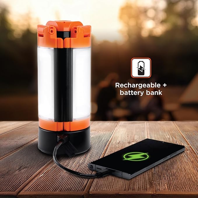 BLACK+DECKER Utility Light, Rechargeable 2000 Lumens LED 3 Panel Work Light with 6000mAh Battery Bank & Flashlight, 3 Light Colors, 4 SOS Modes, Dimmable, IP44 Water-Resistant, Magnetic & Hook Mount