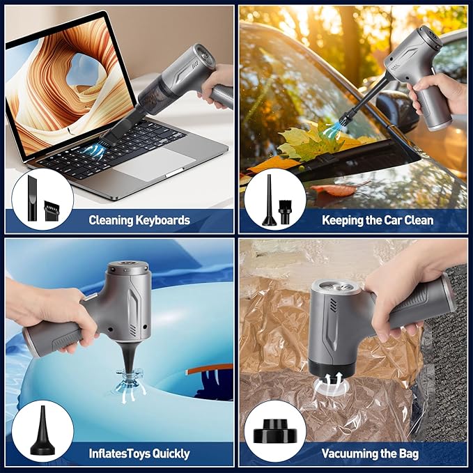 Handheld Car Vacuum Cleaner Cordless, High-Power Brushless 20000PA Mini Hand Held Vacuum Cleaner with 8 Multi-Functional Nozzle & 2 Replaceable Filters, Portable Car Vacuum for Office Pet Hair