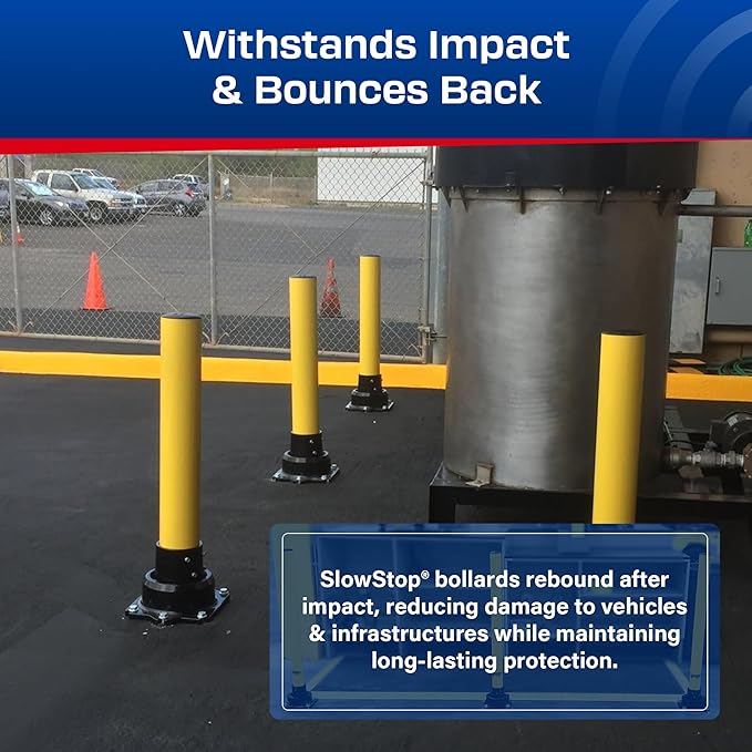 Impact Recovery - SlowStop Steel Rebounding Bollard - Metal Post - Safety Bollard - Made in the USA - 6" x 42"