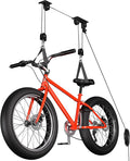 Bike Hoist, Heavy Duty Bike Pulley System for Garage Ceiling Bicycle Hanger, Bike Lift Overhead Storage Holds Up to 85 lbs Capacity, Fit 10-16 Foot Ceilings, Black