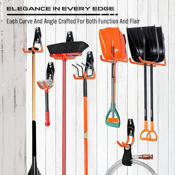 Garage Tool Storage Wall Hook Assortment Set: 15PCS Heavy Duty Large Hanger Garden Tool Organizer Ladder Bike Rack Yard Tool Holder Shed Shovel Metal Screw Organization Bicycle Steel Bracket