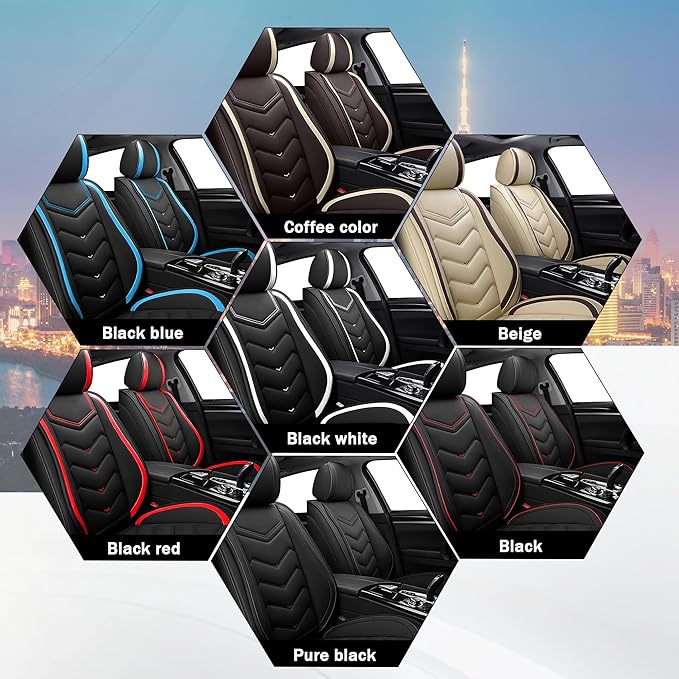 Car Seat Covers for Chrysler Pacifica 2004-2025, Stylish Sport Seat Cover, Premium Nappa Leather Car Seat Cover. Automobile Seat Covers Sets.(Standard 5 Seats/Black)
