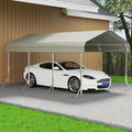 10X15ft Heavy Duty Metal Carport – Outdoor Galvanized Garage, Sturdy Structure, All-Weather Protection, Easy Assembly for Cars, Trucks, Boats, Tractors, and Outdoor Storage (White, 10x15FT)