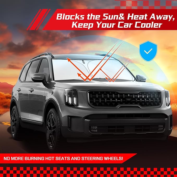 ARISMOTOR Windshield Sun Shade for Kia Telluride 2020-2025, Custom Fit Foldable Front Window Sunshade Sun Visor Protector, Block UV Rays Keep Your Car Cooler
