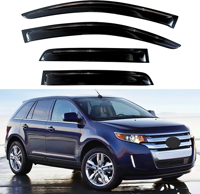 KPY Window Visor Compatible with Ford Edge 2007-2014 & Lincoln MKX 2007-2015, 4PC Rain Guard Side Window Vent Deflectors Tape-On Style, 2007 2008 2009 2010 2011 2012 2013 2014 2015