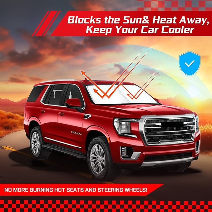 ARISMOTOR Windshield Sun Shade for GMC Yukon XL 2021-2025, Custom Fit Foldable Front Window Sunshade Sun Visor Protector, Block UV Rays Keep Your Car Cooler